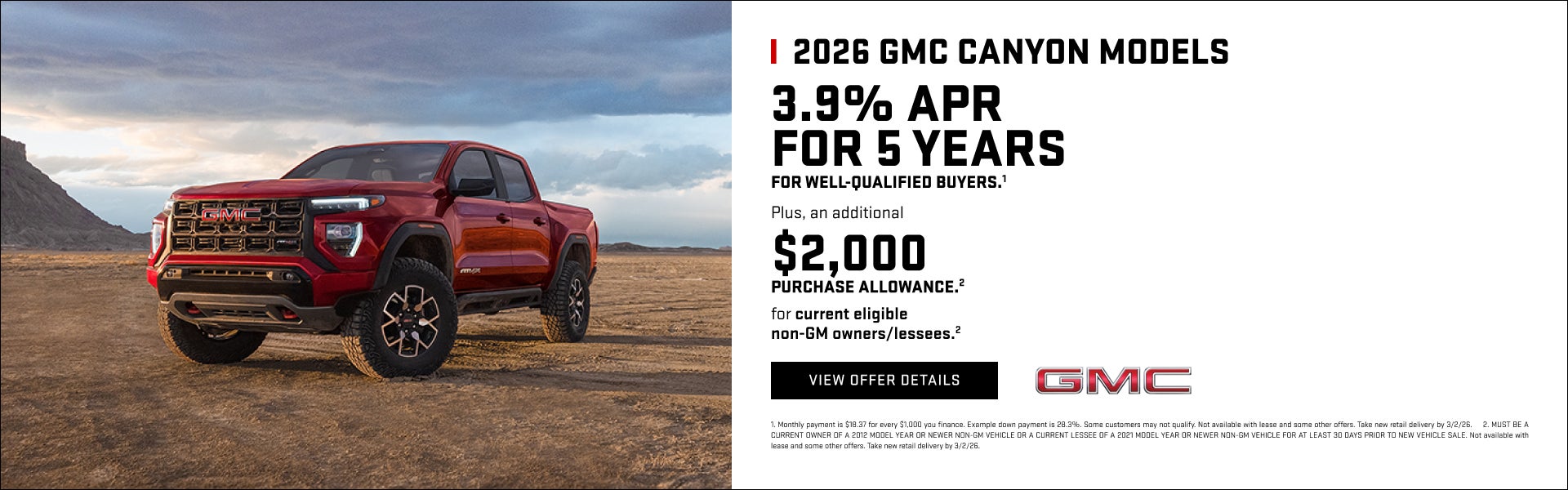 3.9% APR FOR 5 YEARS for well-qualified buyers.1

Plus, an additional $2,000 PURCHASE ALLOWANCE f...